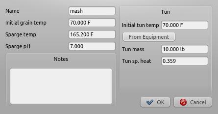 Set up the mash parameters